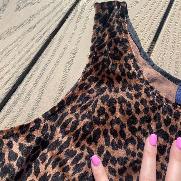 Vintage Maxi Velour Cheetah Print Dress Medium Blue J retro Y2K - Picture 5 of 10